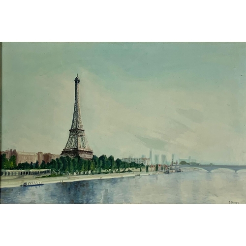 123 - A large oil painting by J. Blaney. Paris Scene. Painting measures 77 x 50cm. Frame 84.5 x 57.5cm