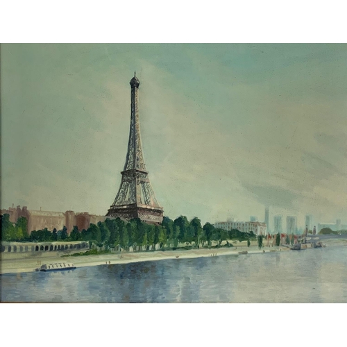 123 - A large oil painting by J. Blaney. Paris Scene. Painting measures 77 x 50cm. Frame 84.5 x 57.5cm