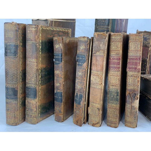 129 - A collection of early to late 19th century leather bound books.