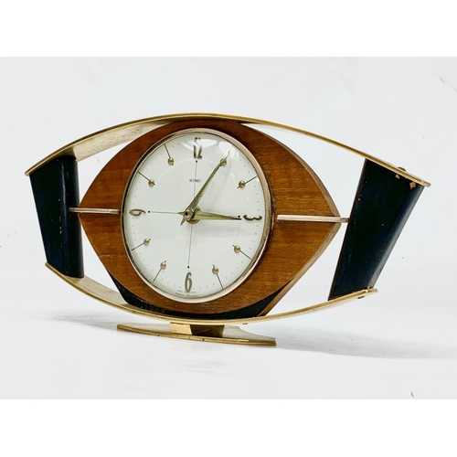 15 - A 1950’s-60’s Mid Century brass mantle clock by Metamec. 31 x 15cm.