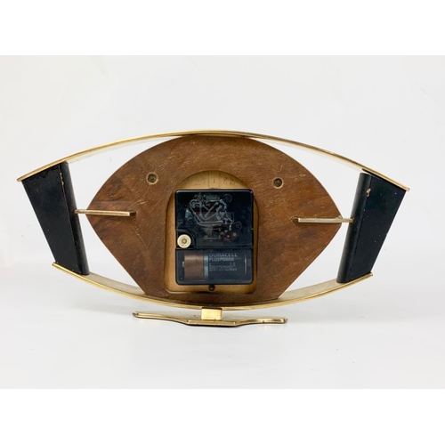 15 - A 1950’s-60’s Mid Century brass mantle clock by Metamec. 31 x 15cm.