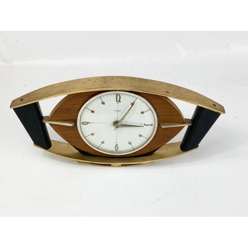 15 - A 1950’s-60’s Mid Century brass mantle clock by Metamec. 31 x 15cm.