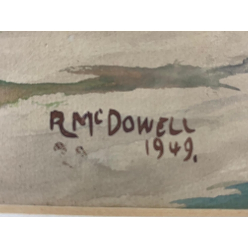 160 - A watercolour painting by R McDowell. Painting measures 35 x 24cm .Frame measures 53 x 43cm.