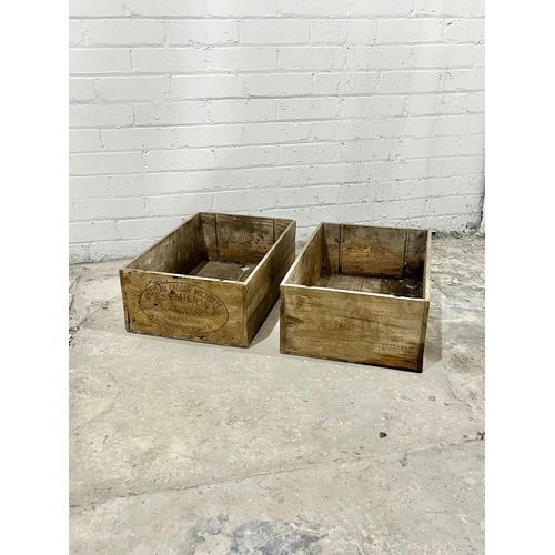 196 - A pair of vintage wooden crates. 33cm x 18cm.