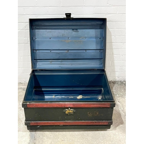 197 - A large early 20th century metal trunk. 48cm x 51cm