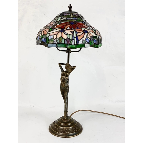 20 - A large Art Deco Tiffany style lamp. 64cm.