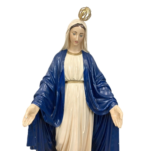 797B - A large early 20th century wooden Religious Statue of the Virgin Mary with polychrome painted finish... 