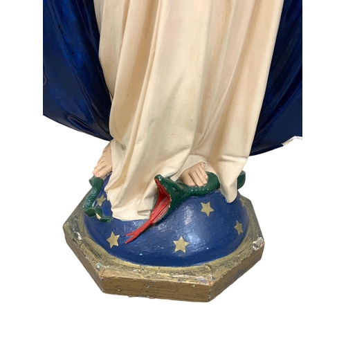 797B - A large early 20th century wooden Religious Statue of the Virgin Mary with polychrome painted finish... 