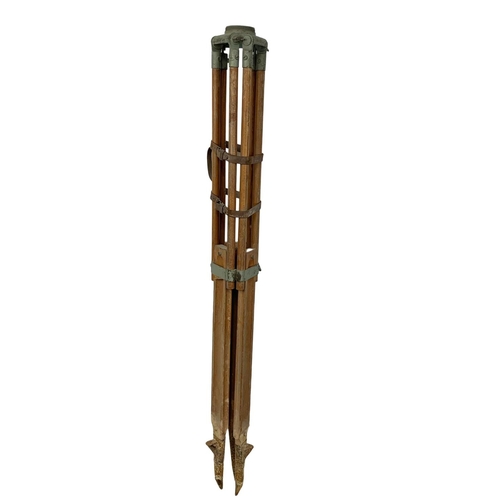 249 - An early 20th century adjustable tripod stand. 144cm.