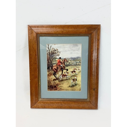 263 - 2 Hunting prints in Birdseye Maple frames. 35 x 43cm