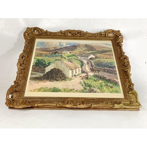 264 - A large J. H. Craig print in an ornate gilt frame. 73 x 64cm