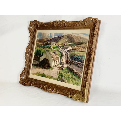 264 - A large J. H. Craig print in an ornate gilt frame. 73 x 64cm