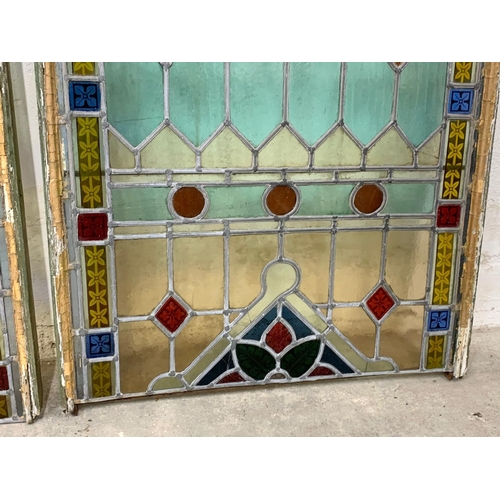 280 - A pair of large Victorian stained glass panels. 71.5 x 114cm