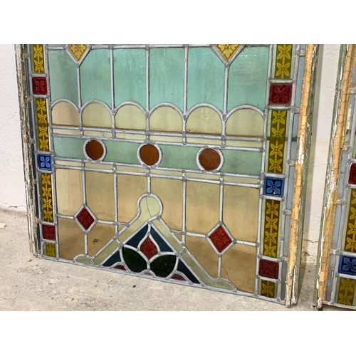 280 - A pair of large Victorian stained glass panels. 71.5 x 114cm