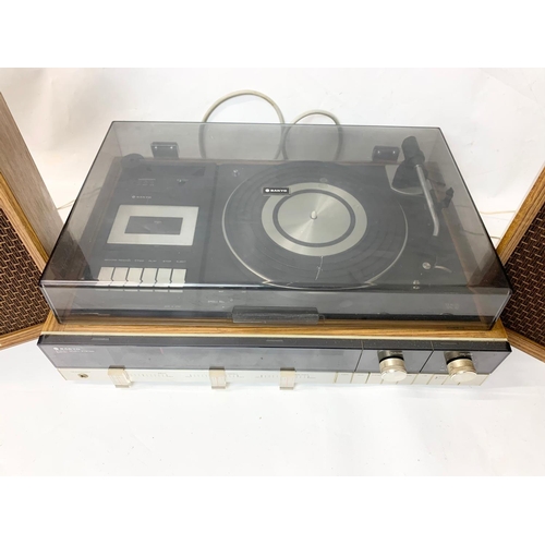 282 - A Mid Century record player and speakers by Sanyo.