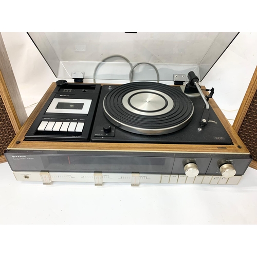 282 - A Mid Century record player and speakers by Sanyo.