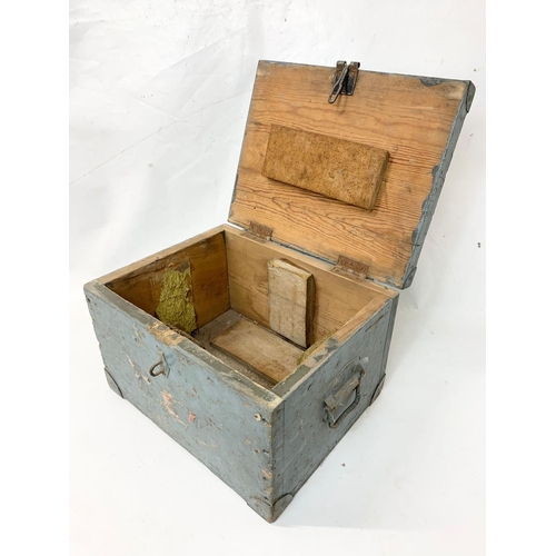 287 - A vintage wooden Military trunk. 43.5 x 37 x 29cm