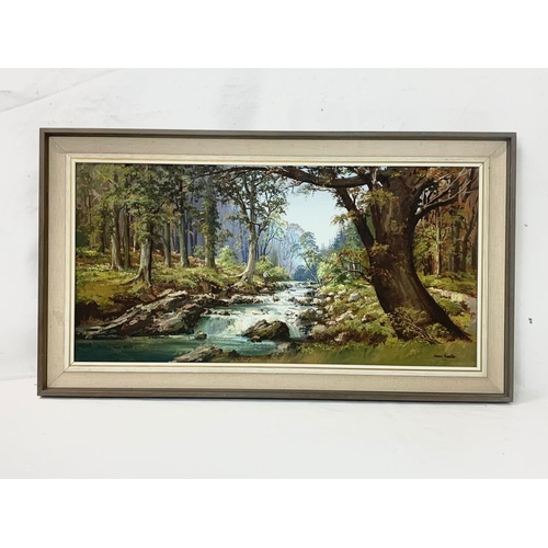 296 - A large oil painting by Denis Thornton. Painting measures 91.5 x 41.5cm. Frame measures 105 x 59cm