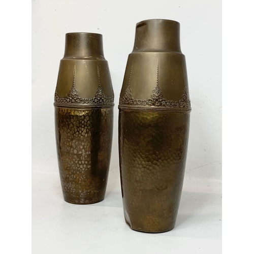 298 - A pair of early 20th century German Art Nouveau brass vases by WMF. Circa 1900-1920. 35.5cm