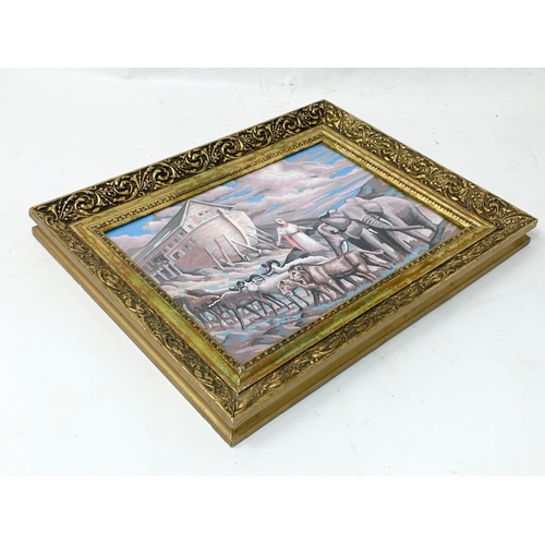 316 - 2 oil paintings by W. Benson in ornate gilt frames. Paintings measure 35 x 25cm. Frame measures 45 x... 