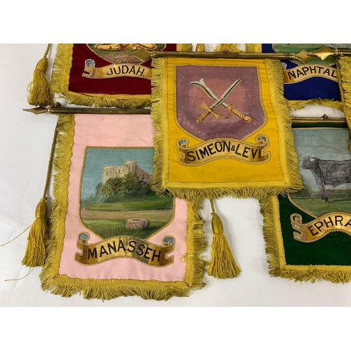 36 - A collection of early 20th century hand painted banners with ancient Hebrew Israeli biblical names. ... 