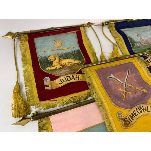 36 - A collection of early 20th century hand painted banners with ancient Hebrew Israeli biblical names. ... 