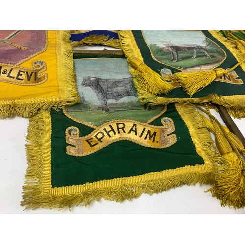 36 - A collection of early 20th century hand painted banners with ancient Hebrew Israeli biblical names. ... 