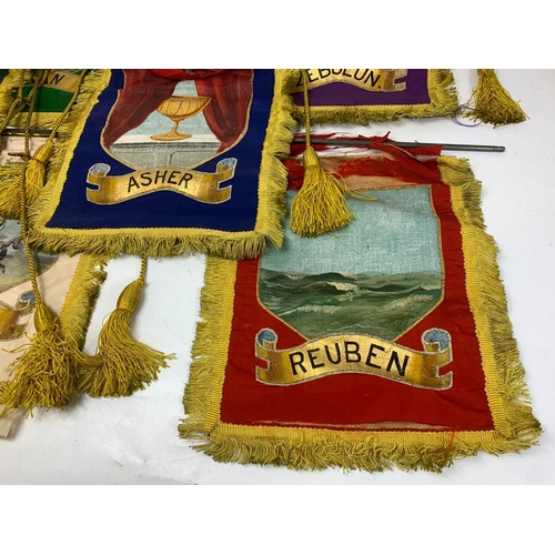 36 - A collection of early 20th century hand painted banners with ancient Hebrew Israeli biblical names. ... 