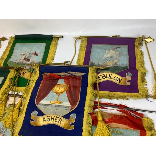 36 - A collection of early 20th century hand painted banners with ancient Hebrew Israeli biblical names. ... 