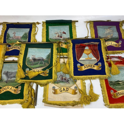 36 - A collection of early 20th century hand painted banners with ancient Hebrew Israeli biblical names. ... 