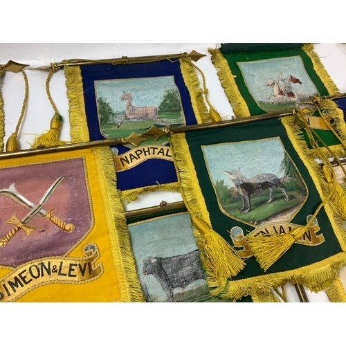 36 - A collection of early 20th century hand painted banners with ancient Hebrew Israeli biblical names. ... 