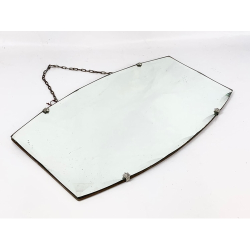 39 - A vintage Art Deco bevelled mirror. Circa 1930-1950. 60.5 x 34.5cm