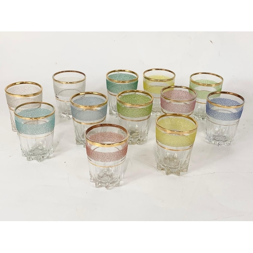 393 - 3 sets of vintage French drinking glasses. 12 shot glasses, 5 large shot glasses 8.5cm and a set of ... 