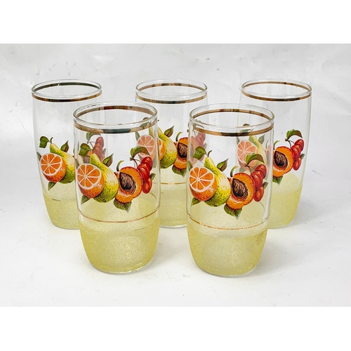 394 - A 6 piece vintage French drinks set. Jug measures 21.5cm. Glasses measure 12cm.