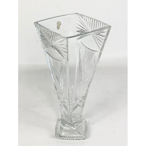 419 - A large Waterford crystal vase with Irish harp. 33.5cm.