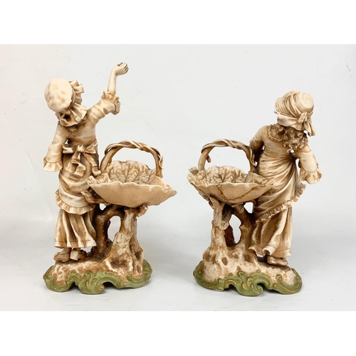 460 - A pair of large late 19th century Bohemian Teplitz porcelain figures. 36cm