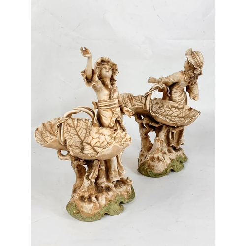 460 - A pair of large late 19th century Bohemian Teplitz porcelain figures. 36cm