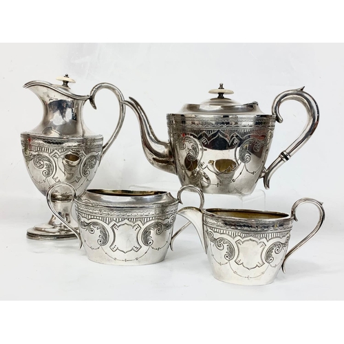 486 - A 4 piece early 20th century Georgian style silver plated tea service by Daniel & Arter with silver ... 