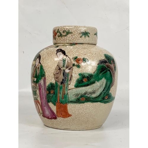 507 - An early century Chinese export ginger jar with lid. Circa 1900. 15cm