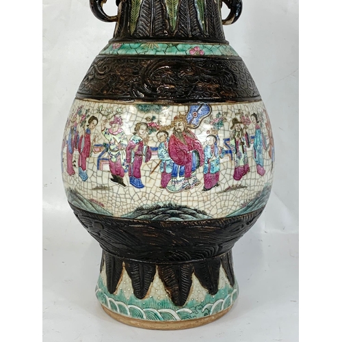 539 - A large 19th century Japanese crackle glazed pottery vase. 46cm