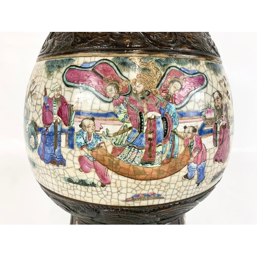 539 - A large 19th century Japanese crackle glazed pottery vase. 46cm