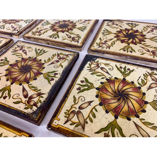 74 - A set of Victorian tiles. 15cm