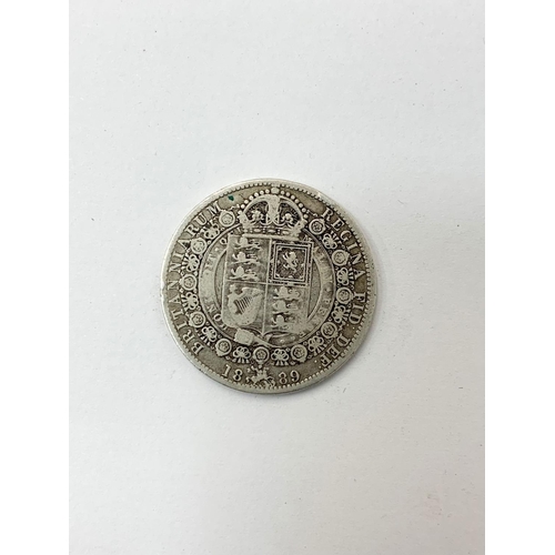 755 - A Victorian silver half crown. 1889.