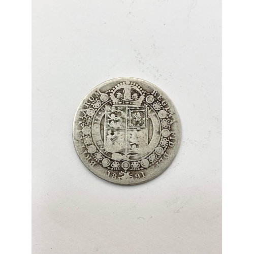 757 - A Victorian silver half crown. 1891.