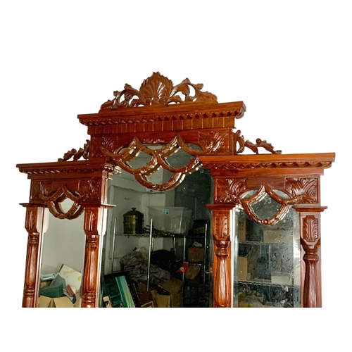 794 - A large Victorian style mahogany marble top mirror back hallstand with drawer. 137 x 46 x 220cm