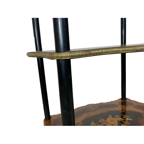 804 - A late 19th century French inlaid 3 tier whatnot side table. Circa 1890. 43 x 31 x 79.5cm.