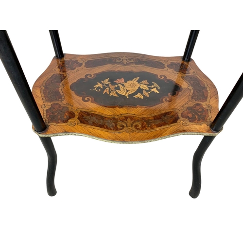 804 - A late 19th century French inlaid 3 tier whatnot side table. Circa 1890. 43 x 31 x 79.5cm.