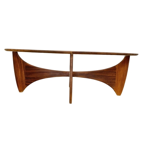 817 - A G-Plan Astro teak glass top coffee table. Mid Century. 1970. 122.5 x 66 x 41.5cm