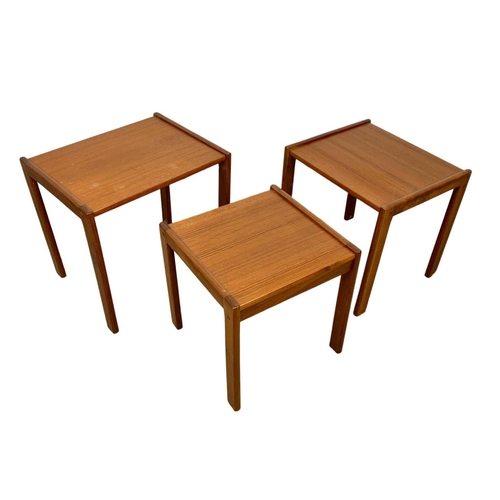 827 - Danish teak Mid Century nest of tables by BRDR Furbo. 1970’s.