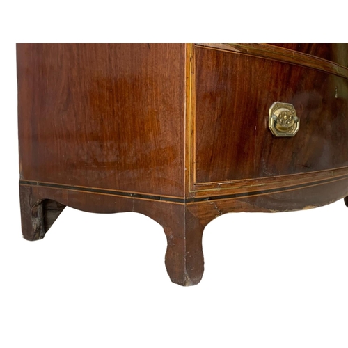 832 - A Georgian brass inlaid mahogany bow front chest of drawers. Circa 1820. 90 x 50 x 90.5cm